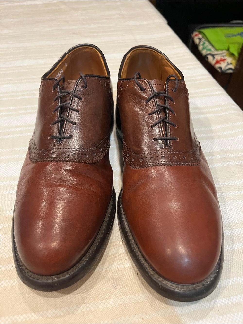 Allen Edmonds Shelton Two-Tone Brown Leather Oxford size 7.5 men’s - Picture 2 of 7